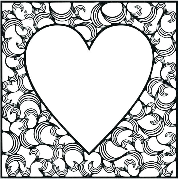 Coloring Page for Adults Hearts