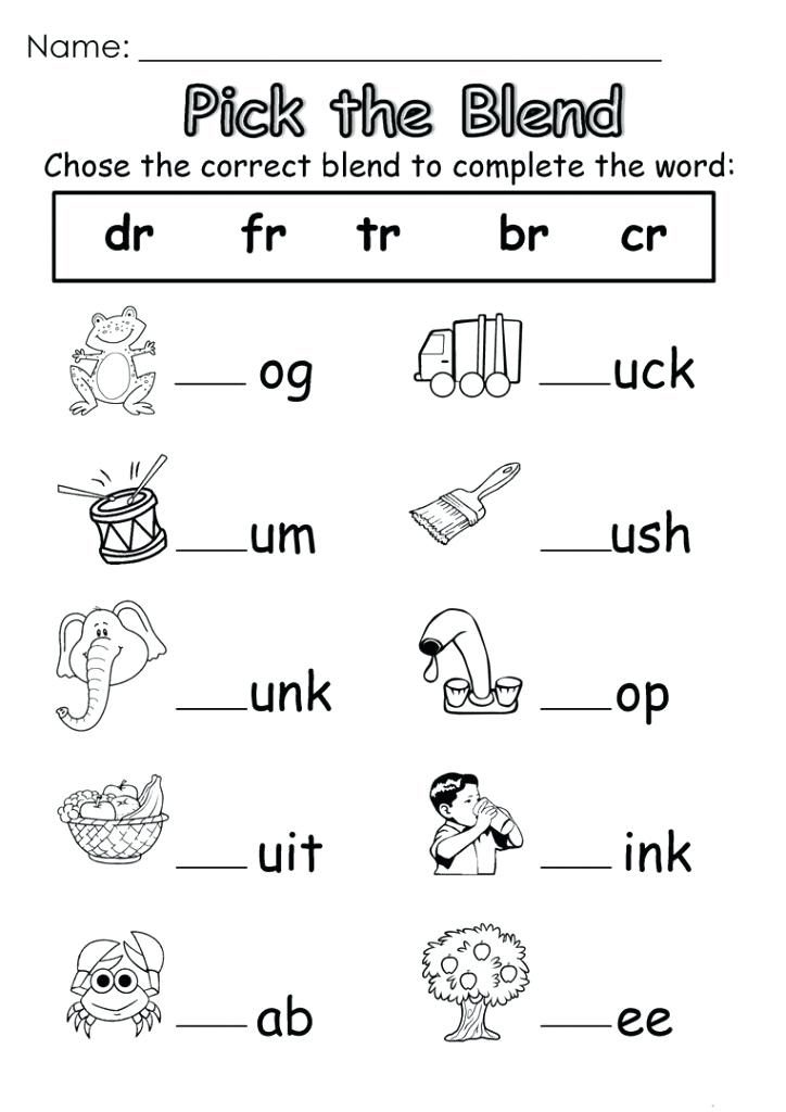 Correct Blend - Kindergarten English Worksheets