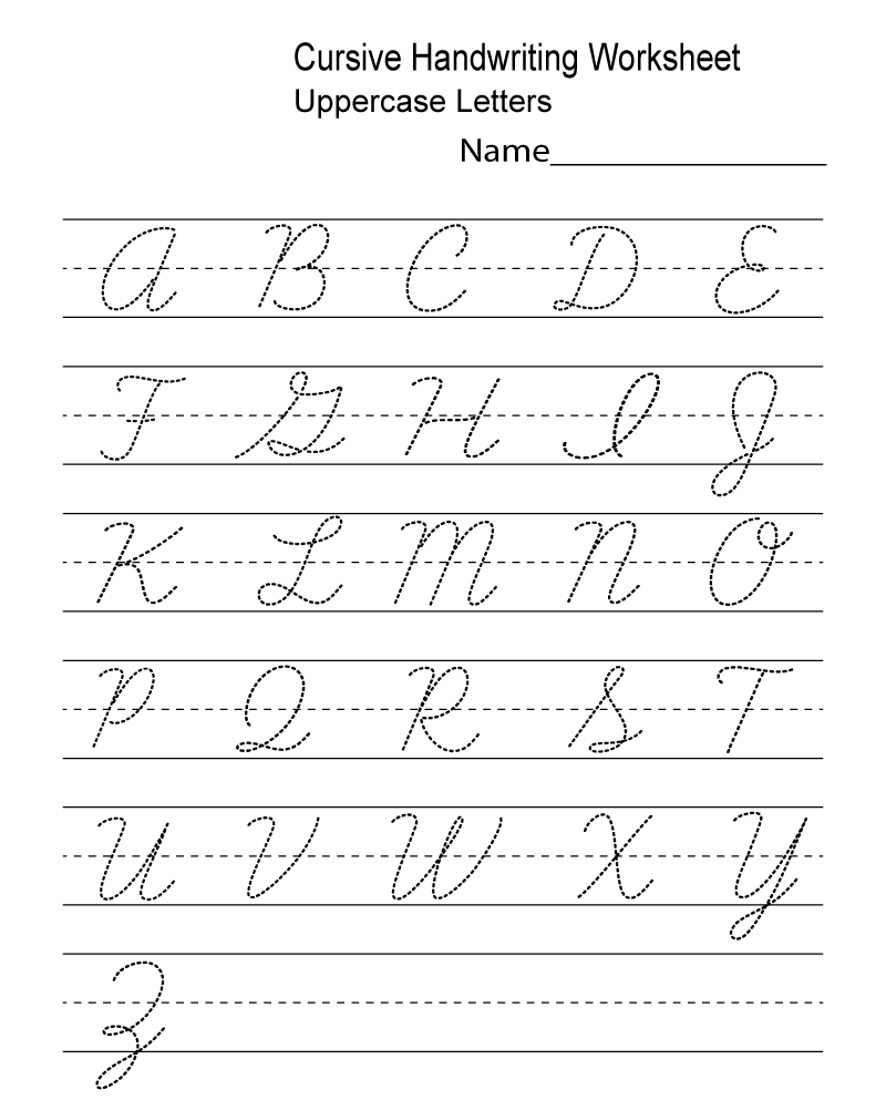 Cursive Kindergarten Handwriting Worksheets
