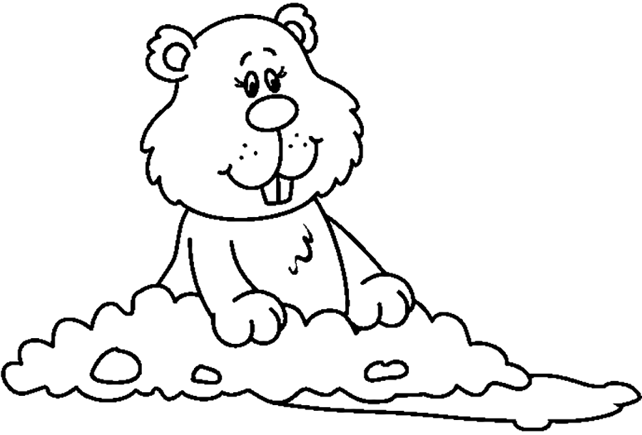 Cute Groundhog Coloring Page