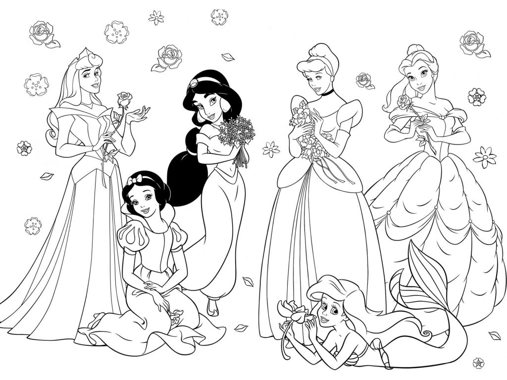 Disney Princess Valentines Coloring Page