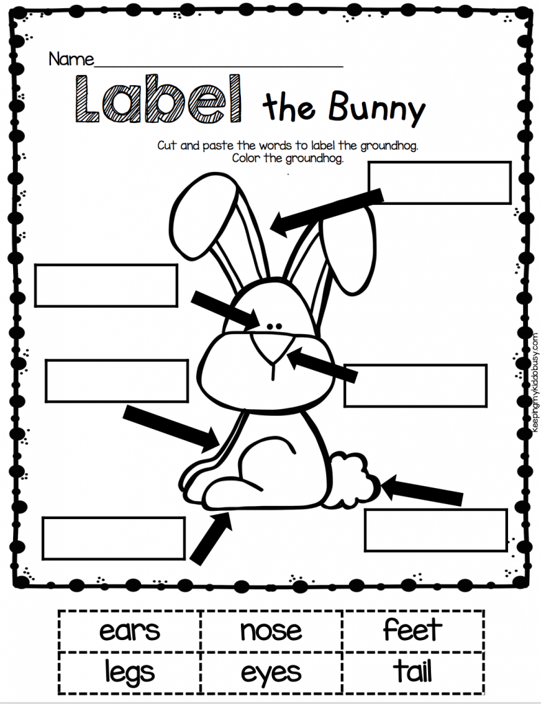 Easter Bunny English Kindergarten Worksheet