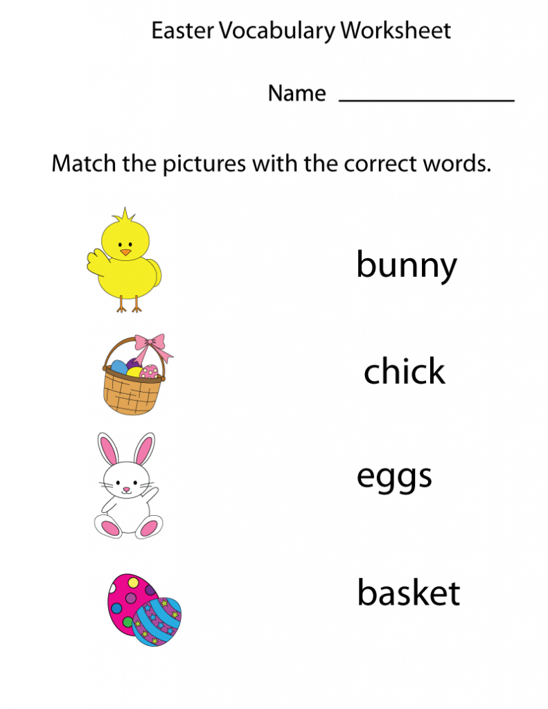 Easter Vocabulary Preschool Worksheet