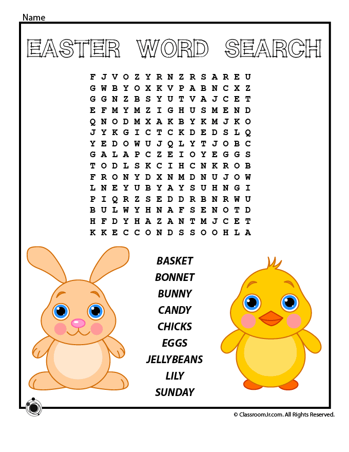 Easter Word Search Sheet