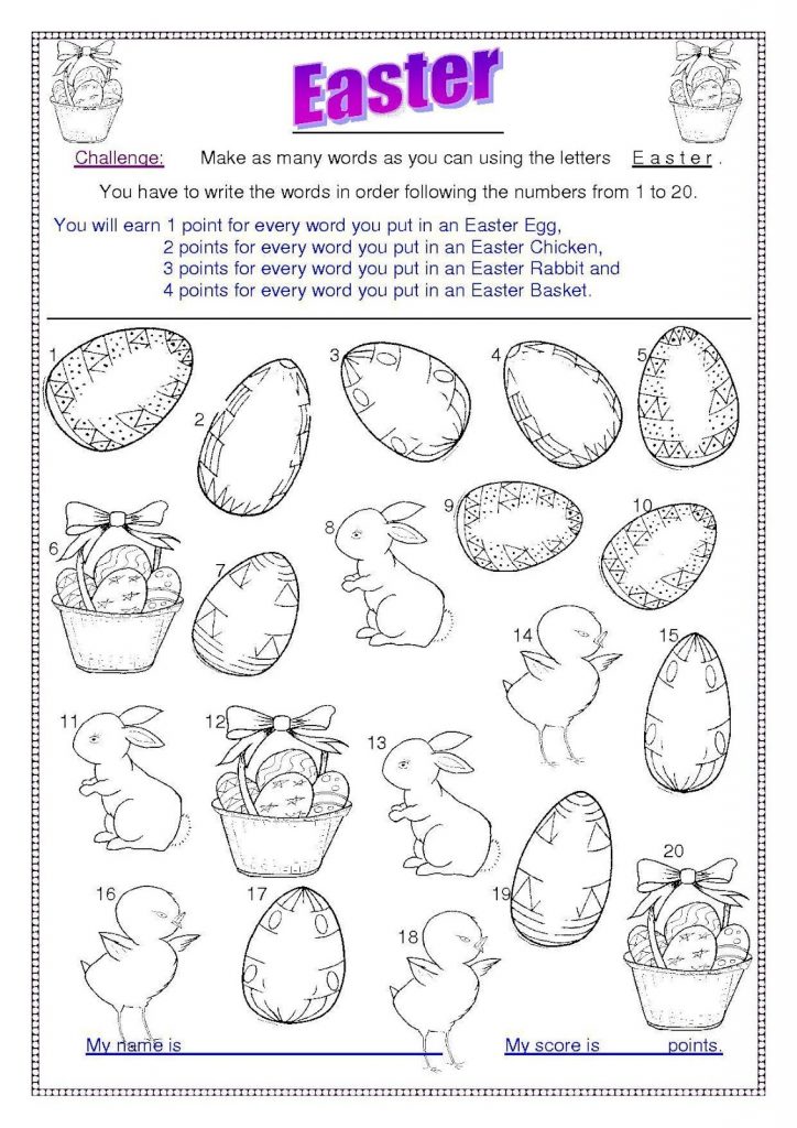 Easter Words Worksheet