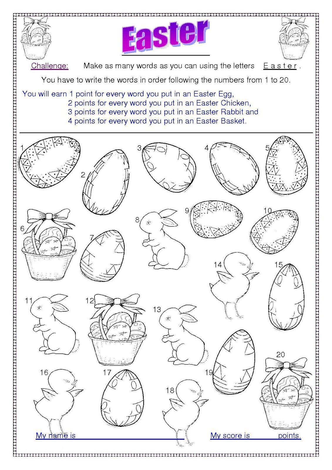 Free Easter Printables Worksheets