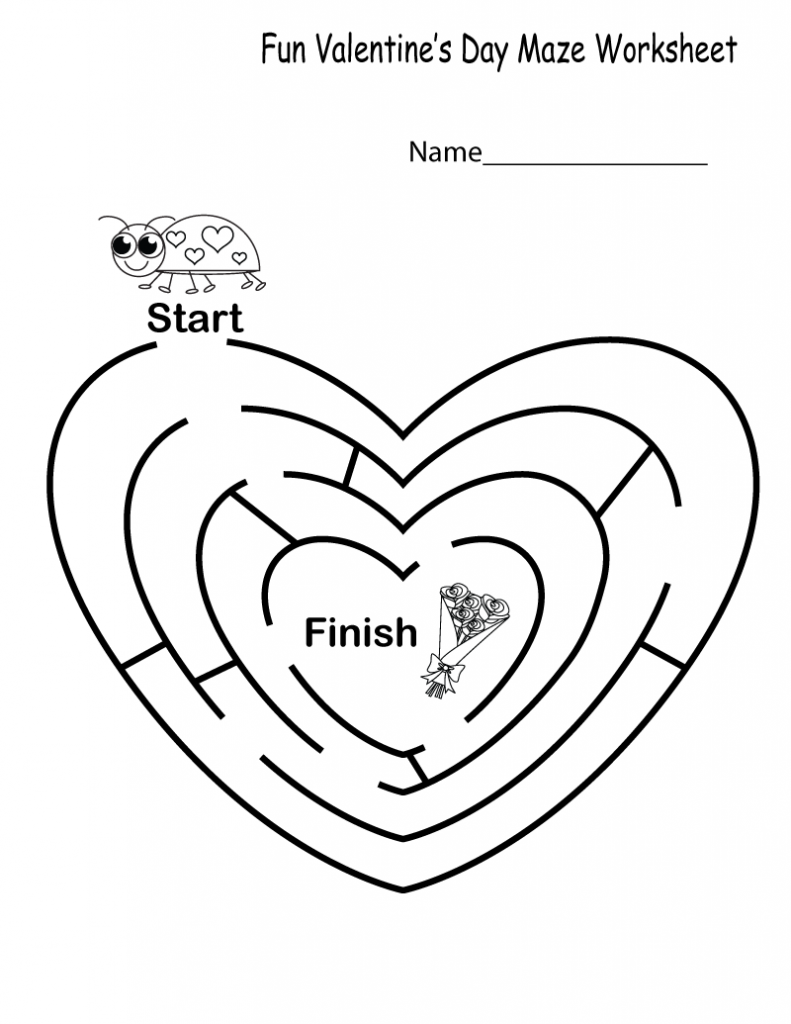 Easy Valentines Maze Worksheet