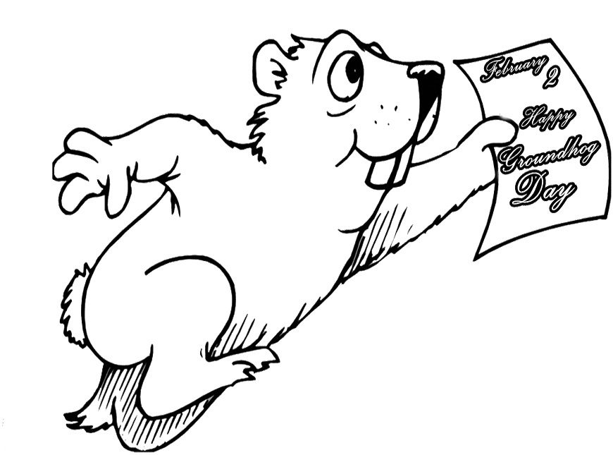 Feb Groundhog Day Coloring Page