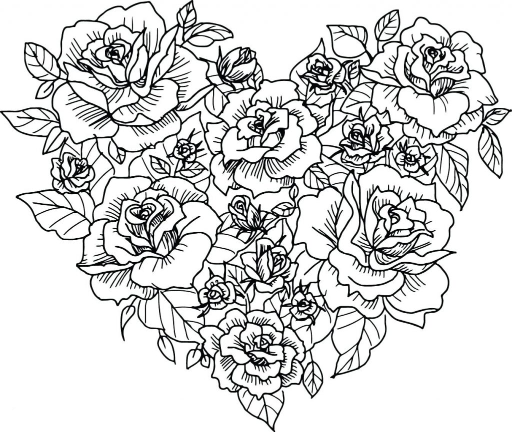 Flower Heart Coloring Pages for Adults