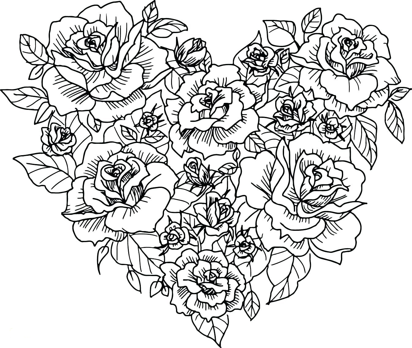 Printable Adults Coloring Pages Heart Doily And Flowers 7