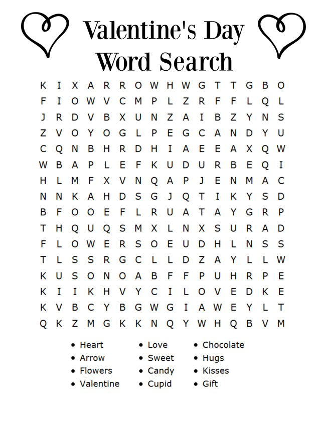 Valentines Word Search Best Coloring Pages For Kids