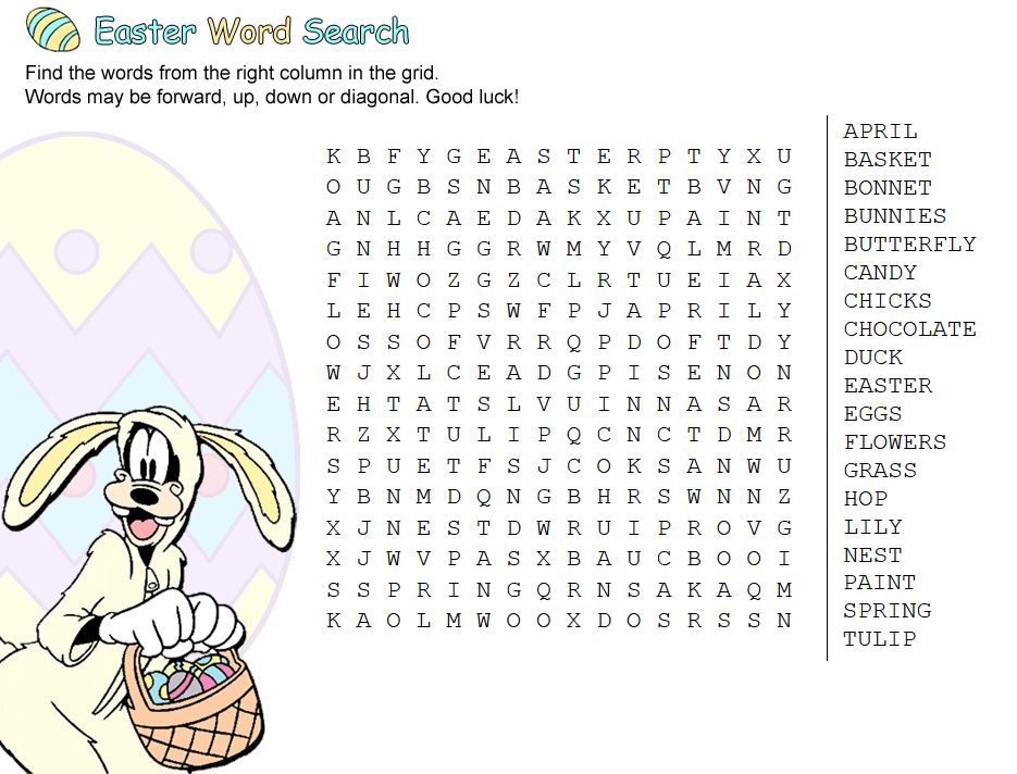 Goofy Easter Word Search