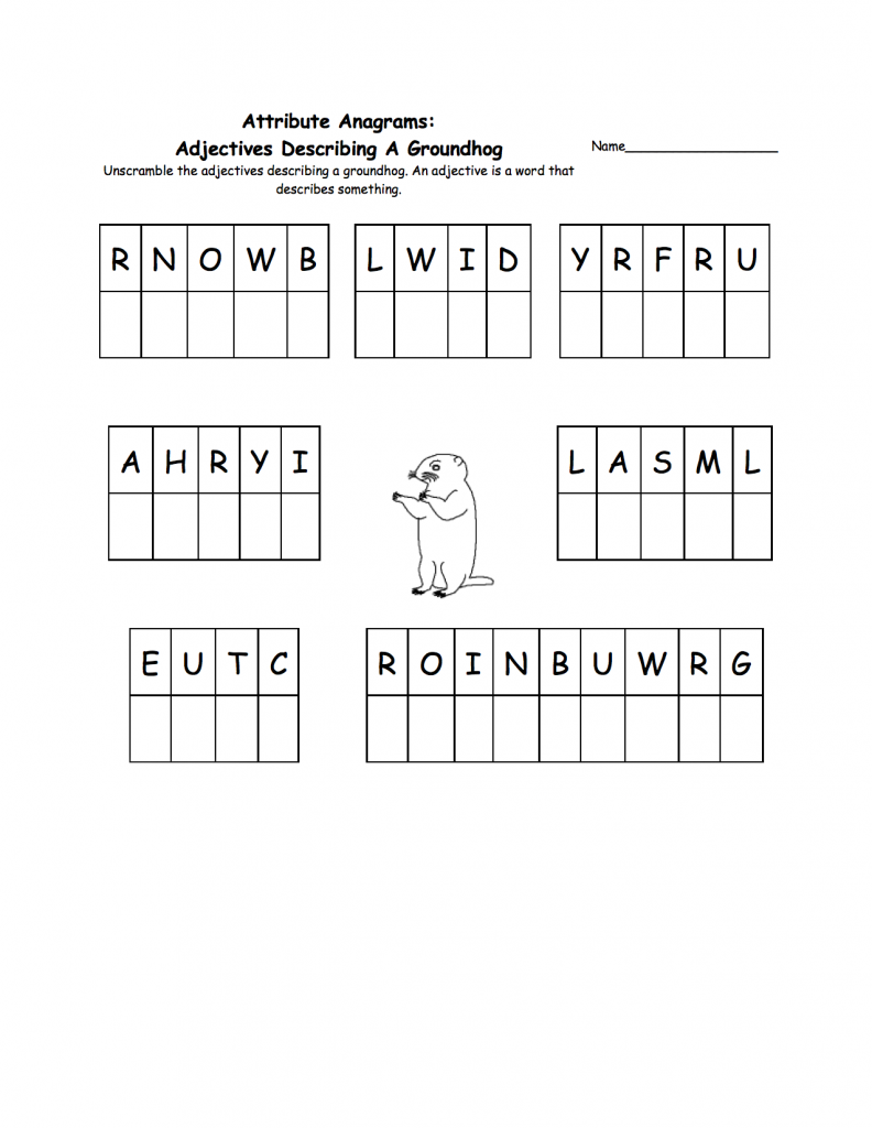 Groundhog Day Abjective Worksheets