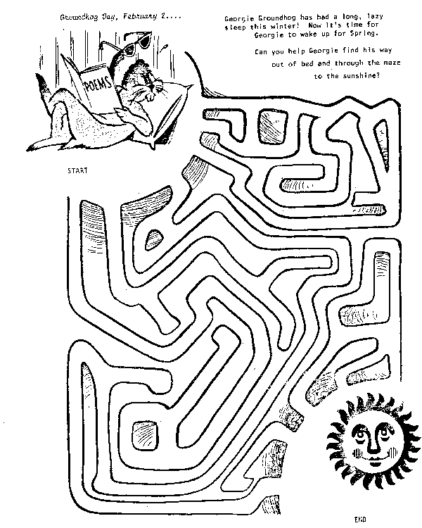 Groundhog Maze Printable Sheet