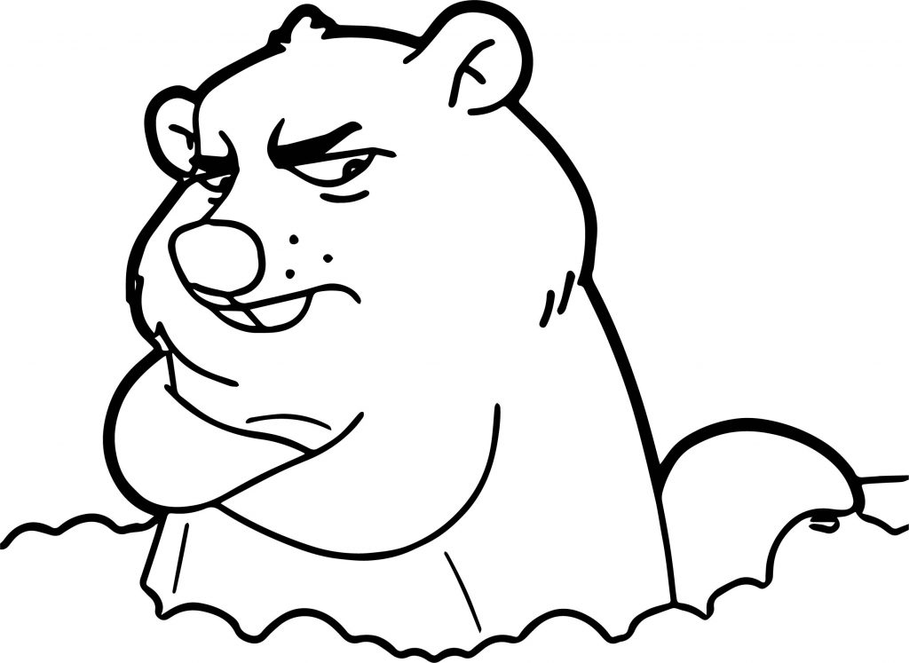 Grumpy Groundhog Coloring Page