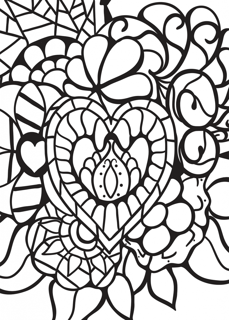 Heart Design Coloring Pages for Adults