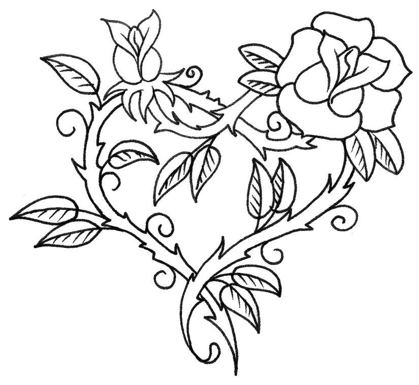 Roses and Hearts Coloring Pages - Best Coloring Pages For Kids