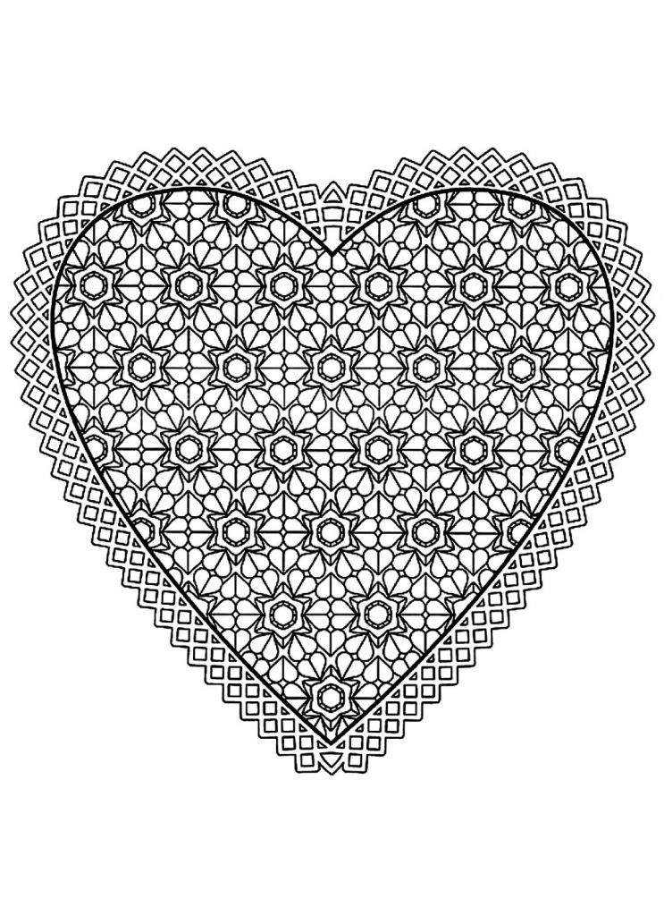 Hearts Pattern Coloring Pages for Adults