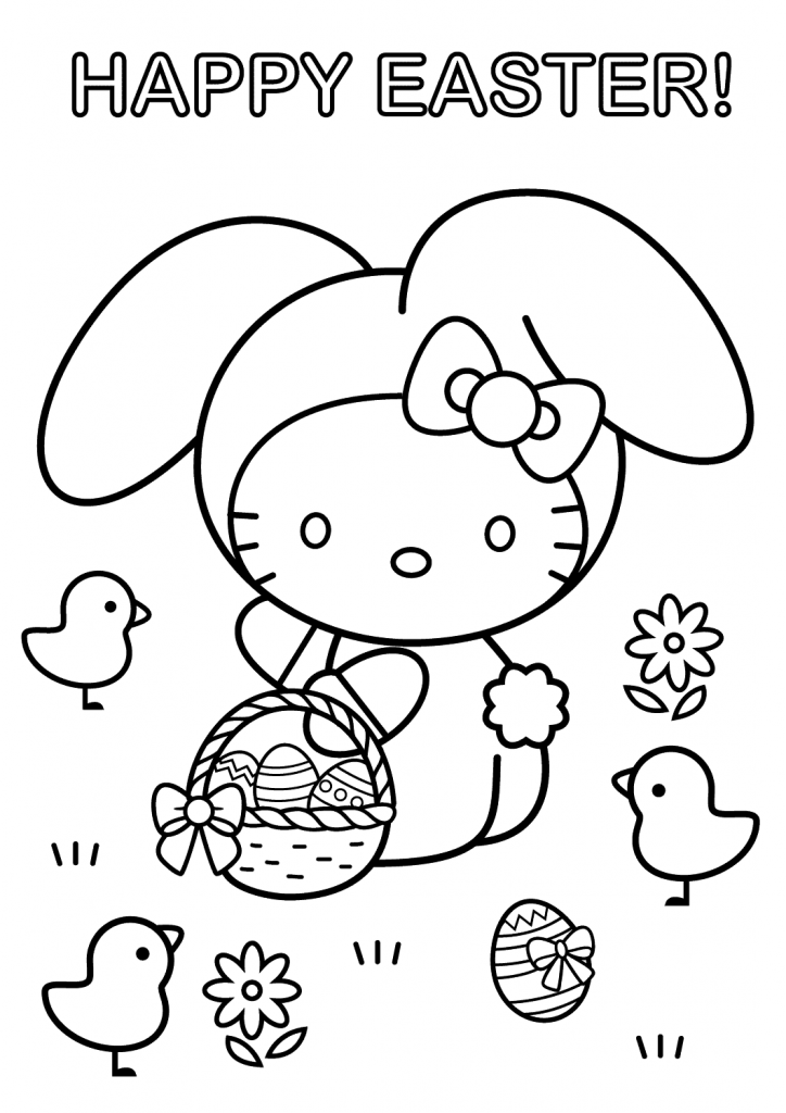 Hello Easter Preschool Coloring Page