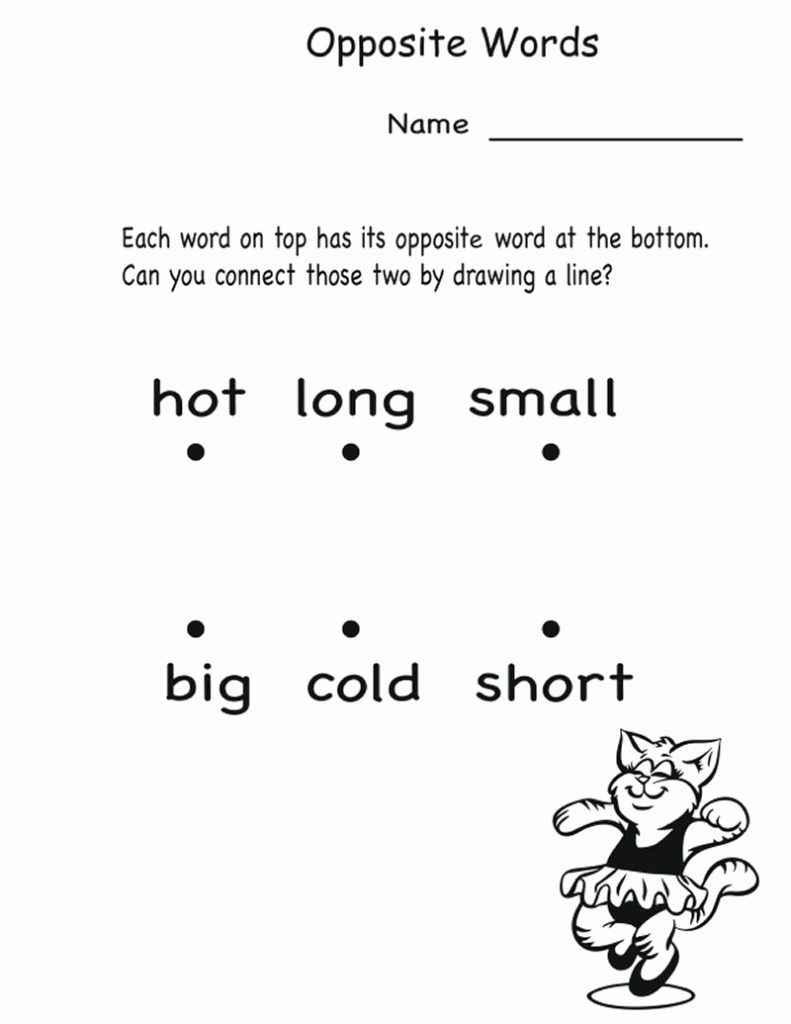 Kindergarten Worksheets English - Opposite Words