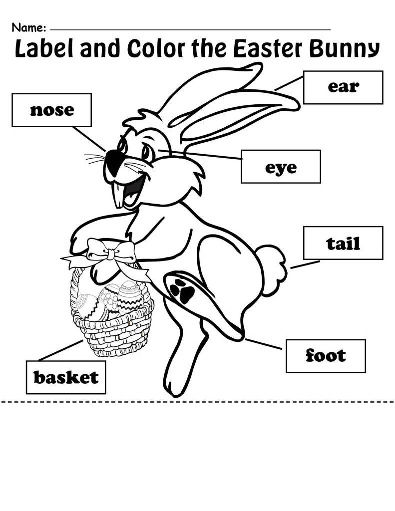 Label Easter Bunny Preschool Worksheet