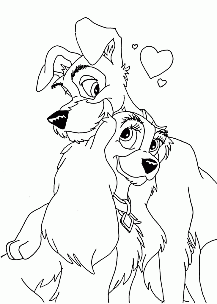 Lady and the Tramp Disney Valentines Coloring Pages