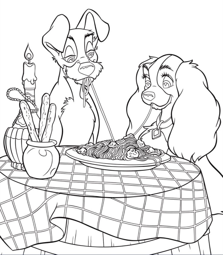 Lady And The Tramp Love Coloring Page
