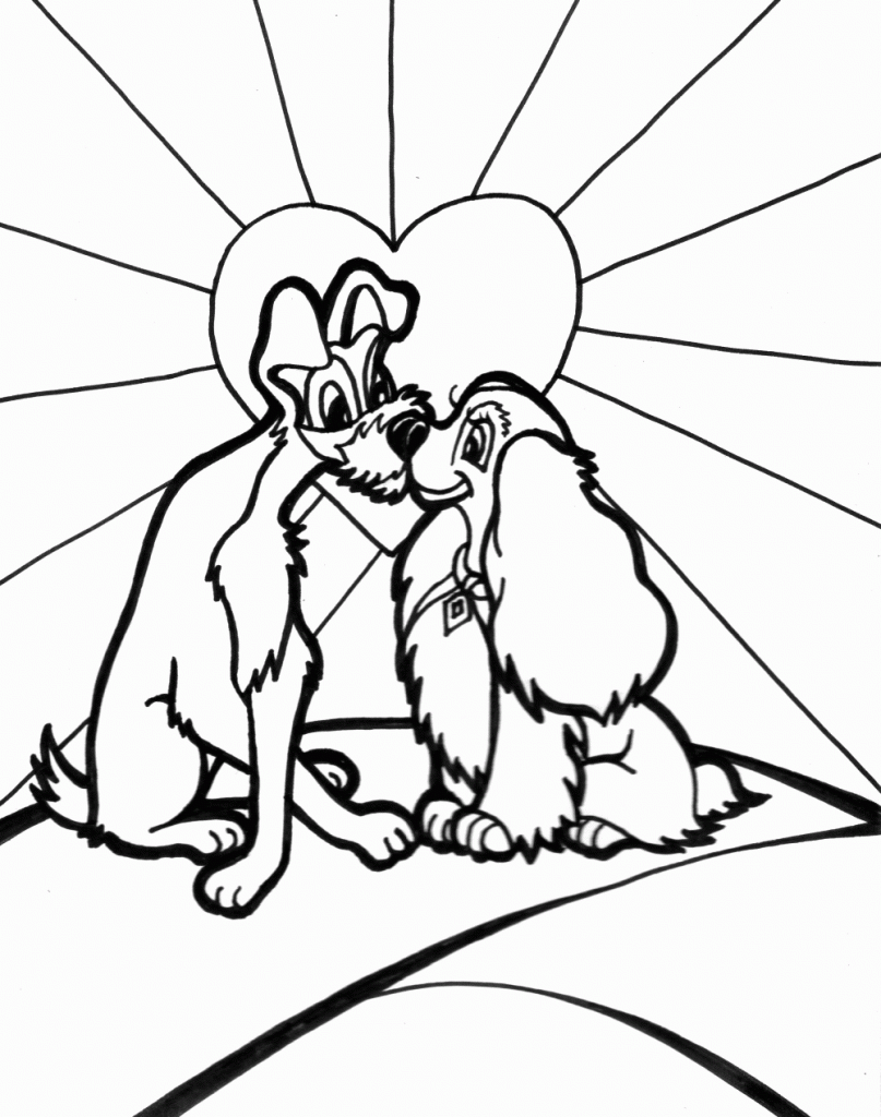 Lady and the Tramp Valentines Disney Coloring Pages