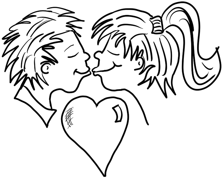 Love Coloring Page - Kisses
