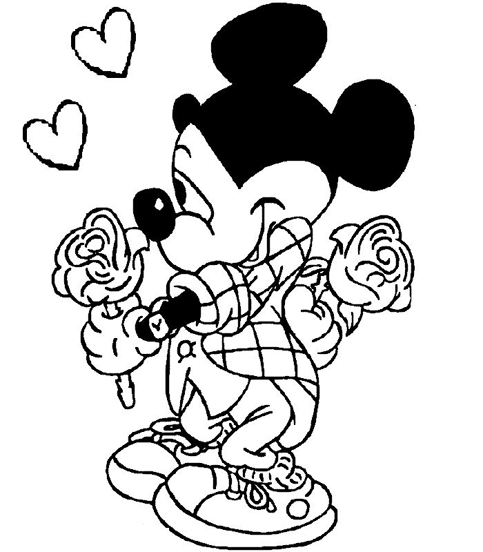Mickey Mouse Valentines Disney Coloring Page