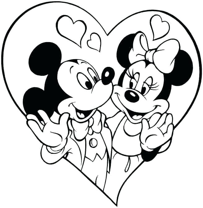 Mickey and Minnie Disney Valentines Coloring Pages