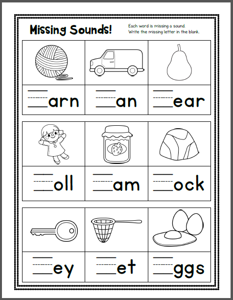 phonics homework for kindergarten