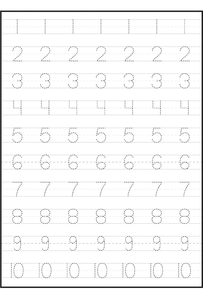 Numbers - Preschool Tracing Worksheets