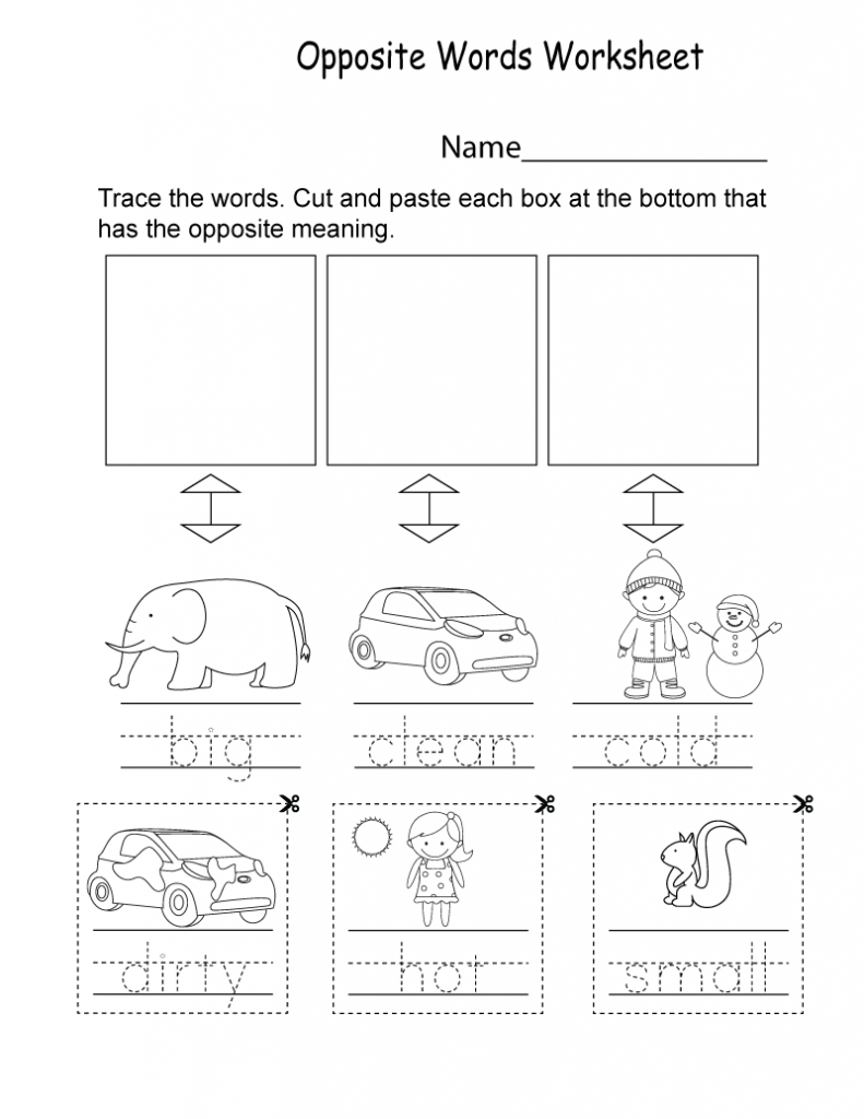 Opposite Words - Kindergarten English Worksheets