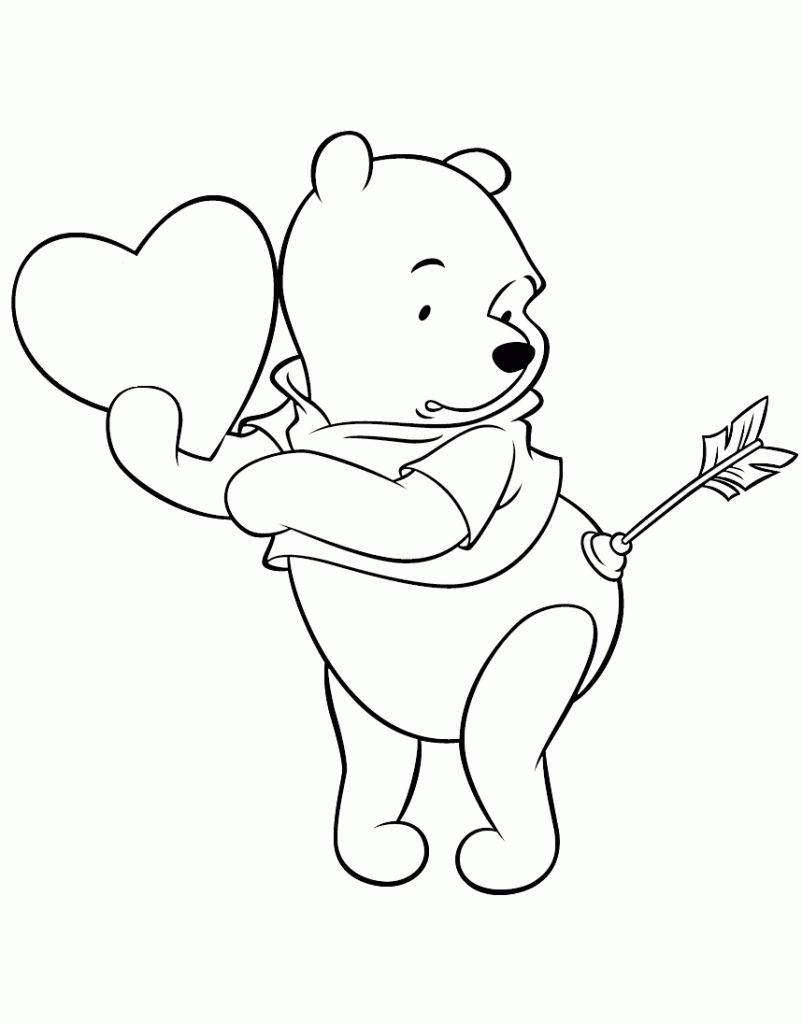 Pooh Valentines Disney Coloring Pages