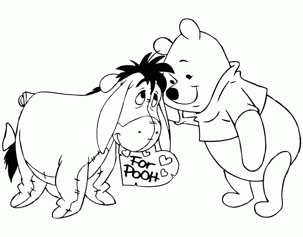 Pooh and Eeyore Disney Valentines Coloring Pages