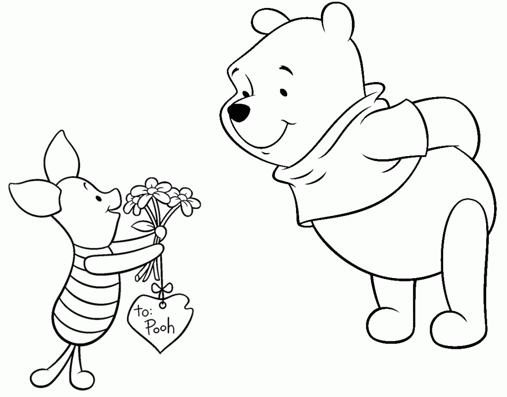Pooh and Piglet Valentines Disney Coloring Pages