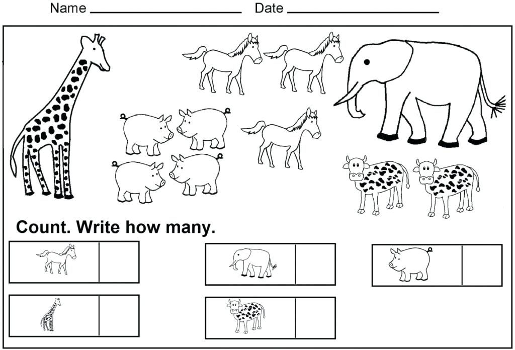 Preschool Worksheets - Count the Animals