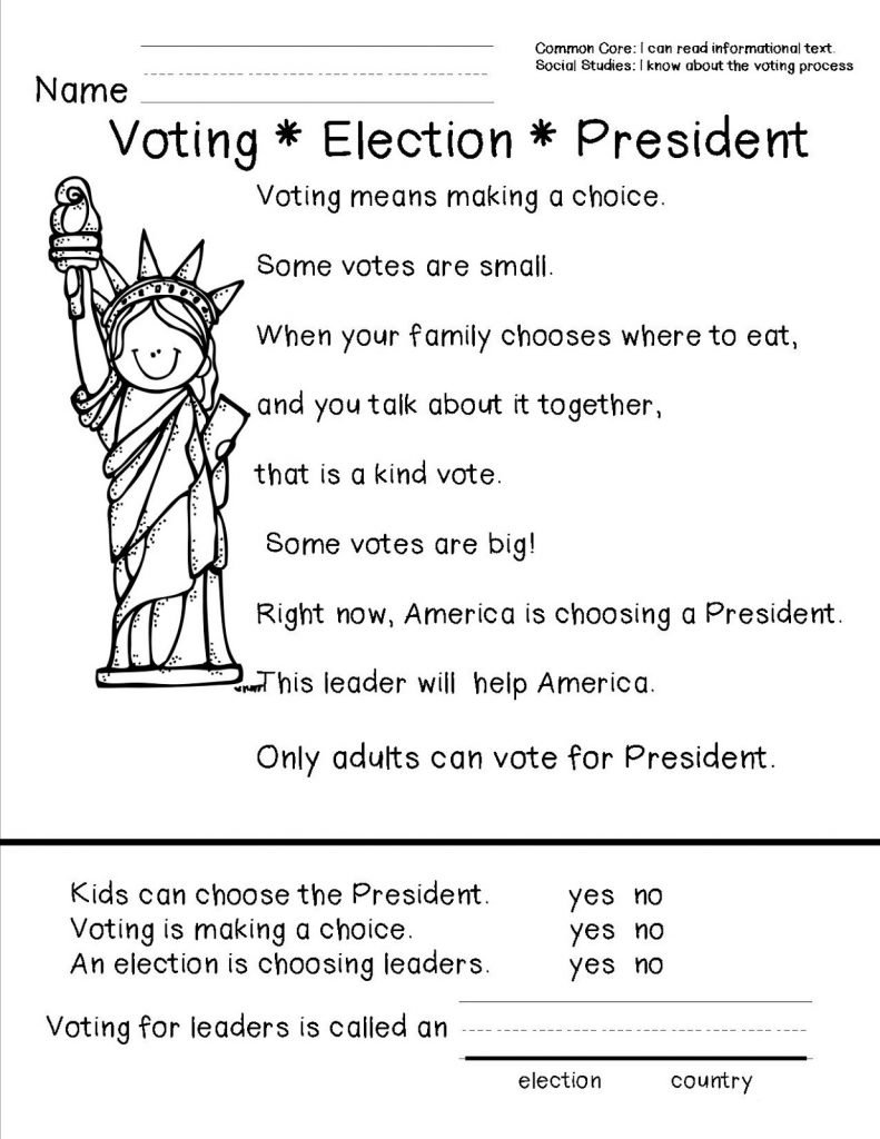 Presidents Day Election Worksheets