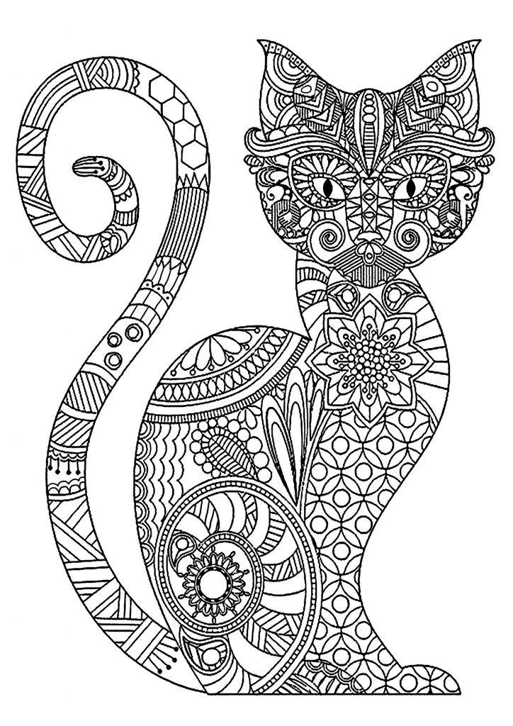 Print Cat Coloring Pages for Adults