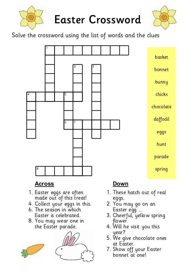 Print Easter Crossword Puzzles