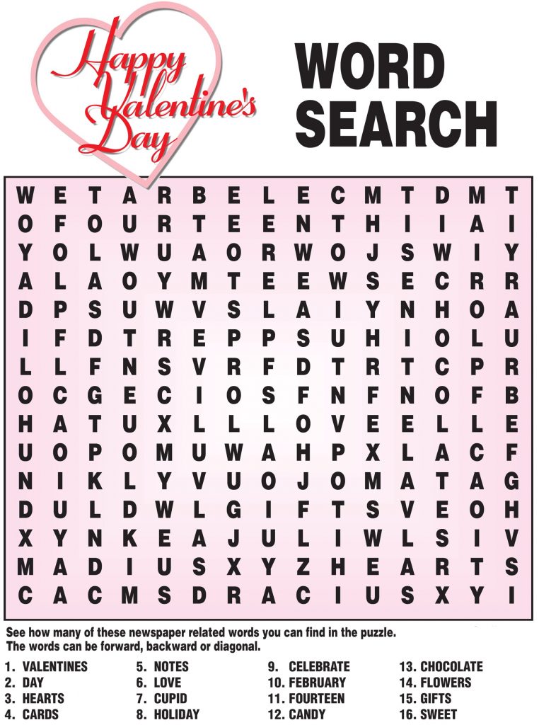Printable Valentine Day Word Search