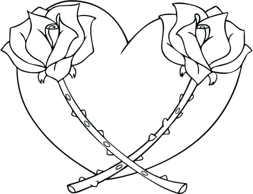 Roses and Hearts Coloring Pages
