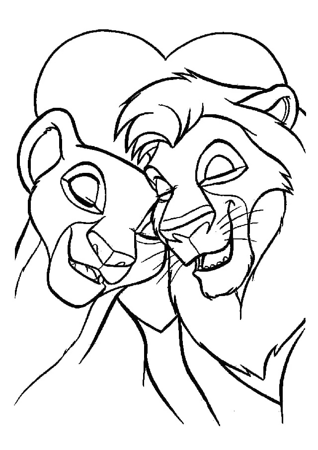 Simba And Nala Love Coloring Page