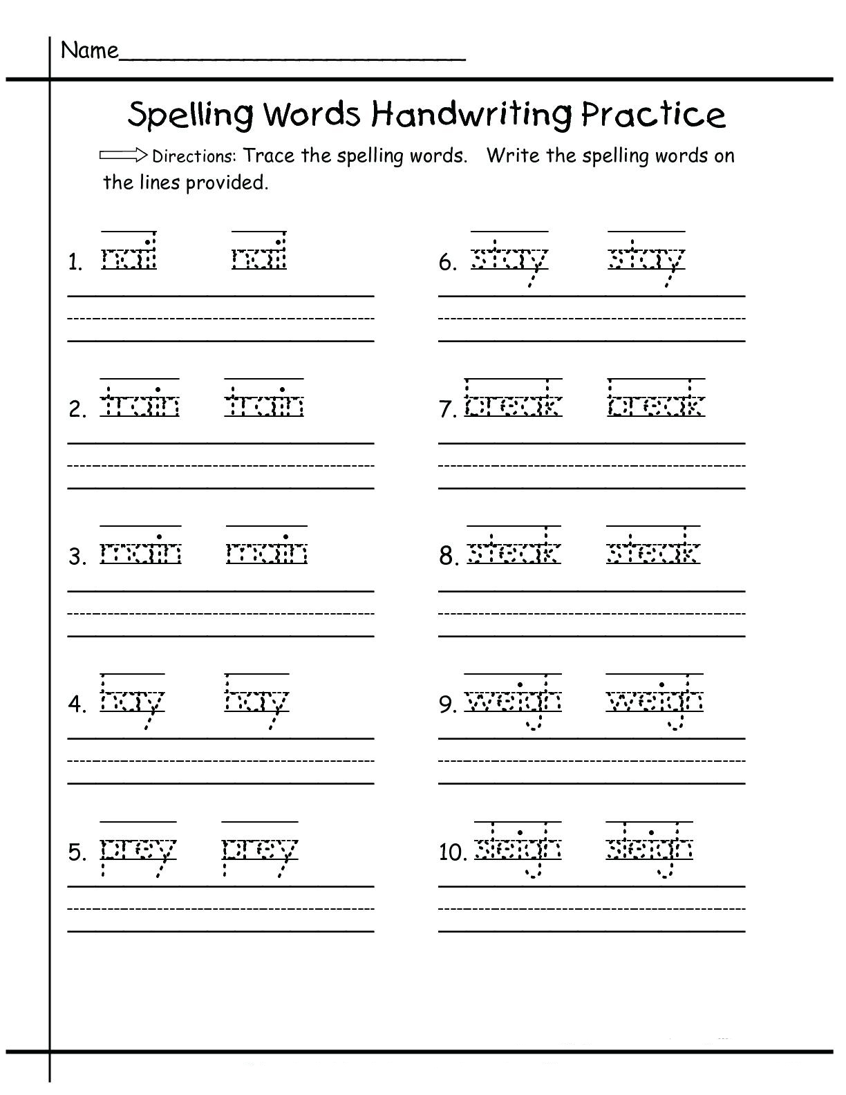 Free Printable Handwriting Worksheets For Kindergarten