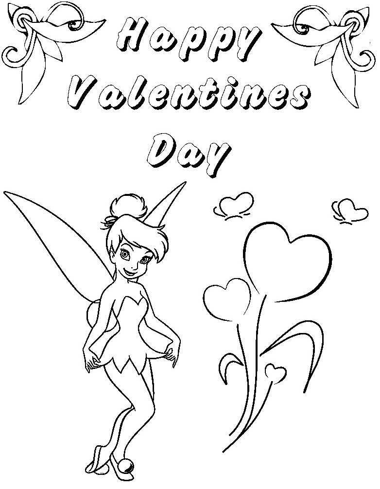 Tinkerbell Disney Valentines Coloring Pages