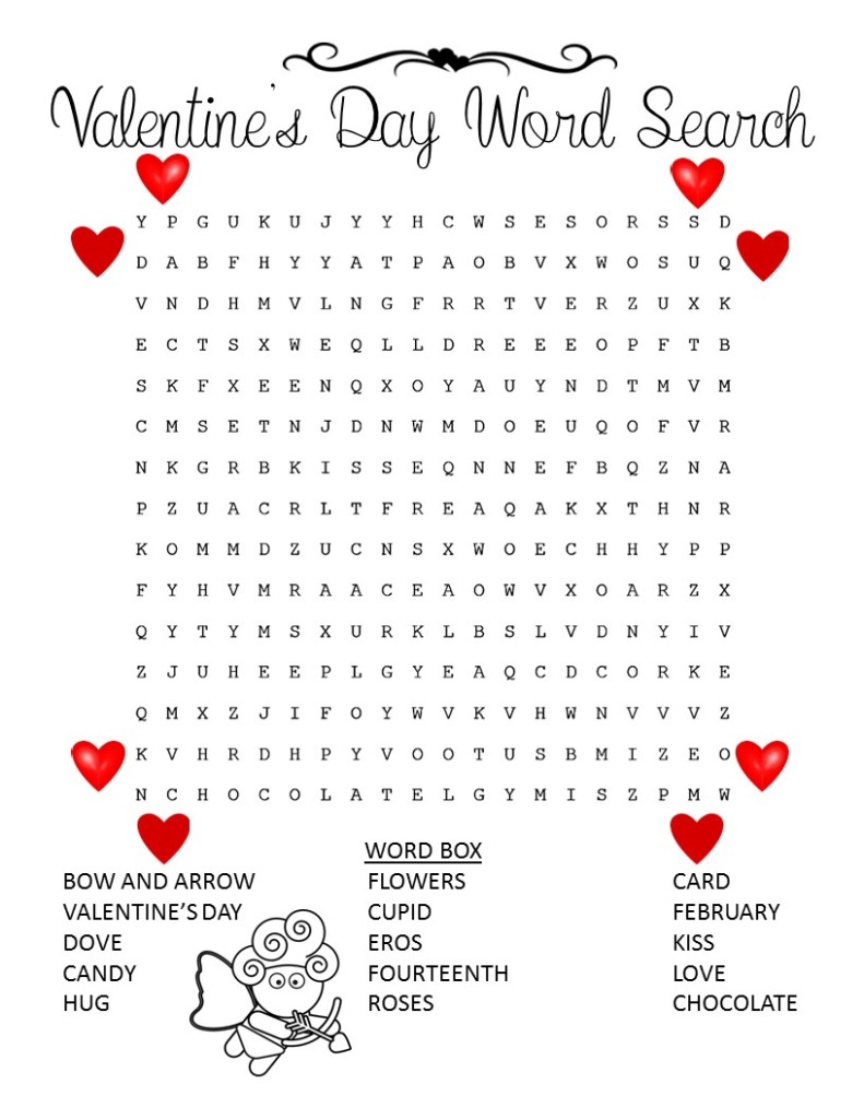 Free Printable Word Search Puzzles Valentines Day