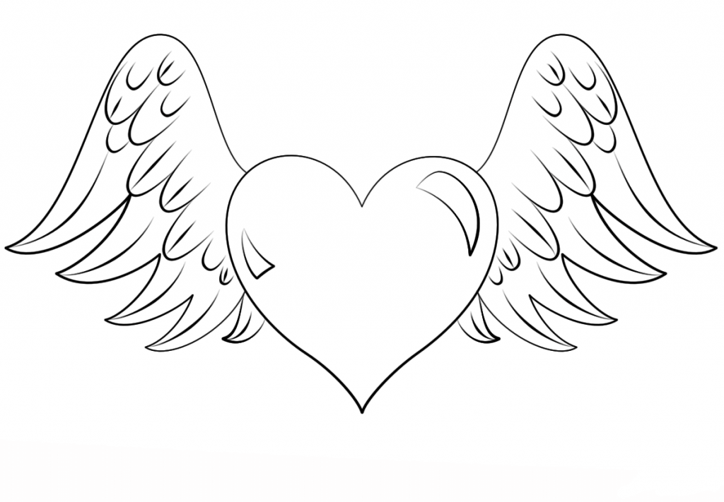 Winged Heart Coloring Pages for Adults