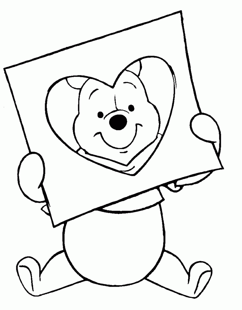 Winnie the Pooh Disney Valentines Coloring Pages