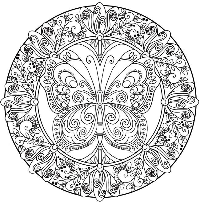 Butterfly Mandala Coloring Page for Adults